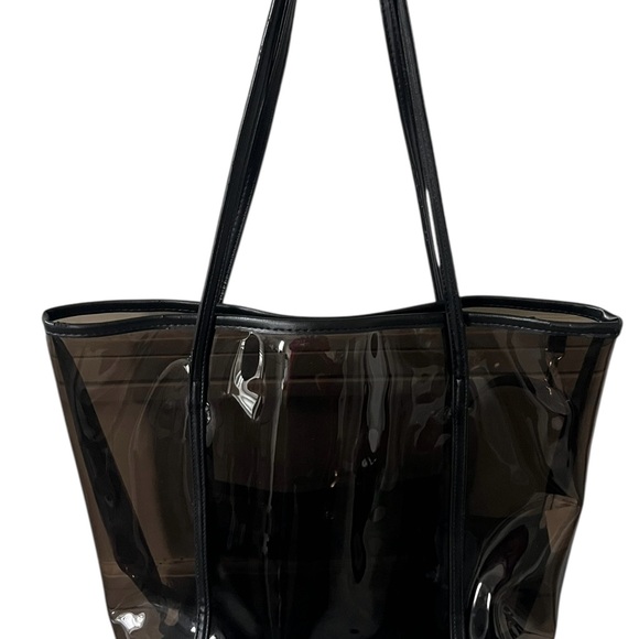 KENDALL + KYLIE Clear PVC Tote Bag w/ Matching Zip Pouch – Black Trim - Picture 3 of 5